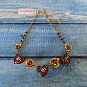 Betsy Johnson necklace- Evil eye hearts.